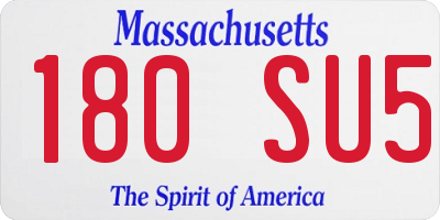 MA license plate 180SU5