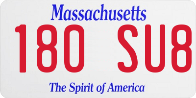 MA license plate 180SU8