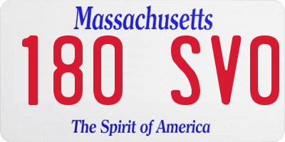 MA license plate 180SV0