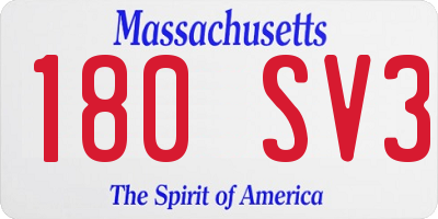 MA license plate 180SV3