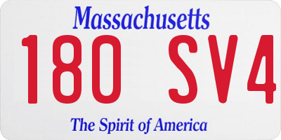 MA license plate 180SV4