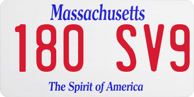 MA license plate 180SV9