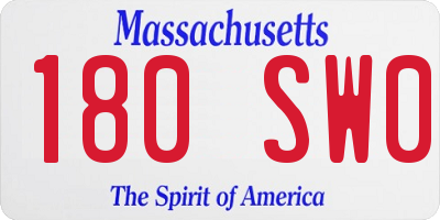 MA license plate 180SW0