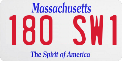 MA license plate 180SW1