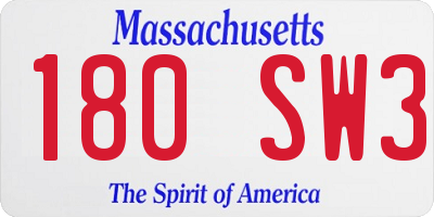 MA license plate 180SW3