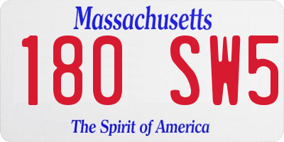 MA license plate 180SW5