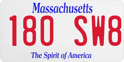 MA license plate 180SW8