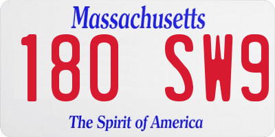 MA license plate 180SW9