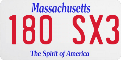 MA license plate 180SX3
