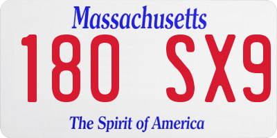 MA license plate 180SX9