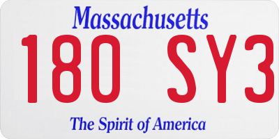 MA license plate 180SY3