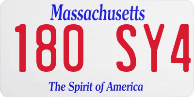 MA license plate 180SY4