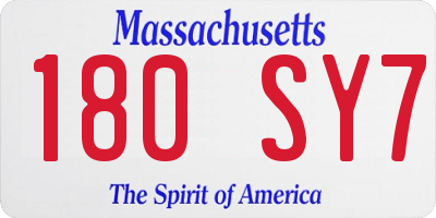 MA license plate 180SY7