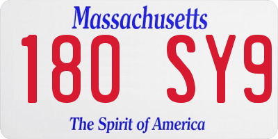 MA license plate 180SY9