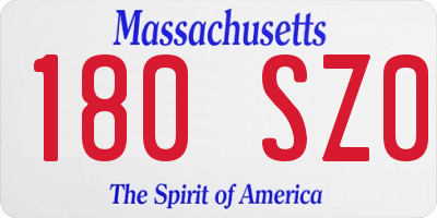 MA license plate 180SZ0