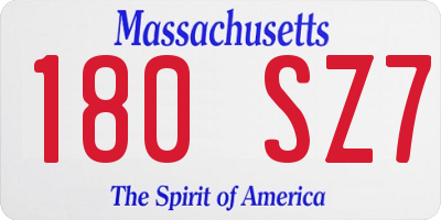 MA license plate 180SZ7