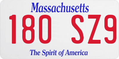 MA license plate 180SZ9