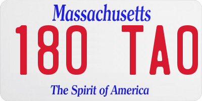 MA license plate 180TA0