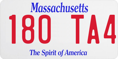 MA license plate 180TA4