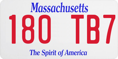 MA license plate 180TB7
