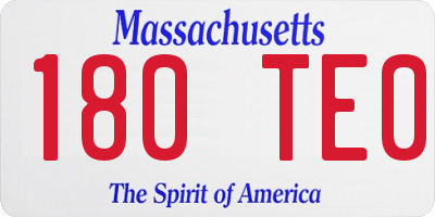 MA license plate 180TE0