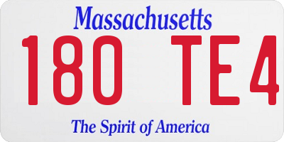 MA license plate 180TE4