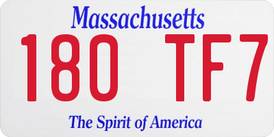 MA license plate 180TF7