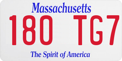 MA license plate 180TG7