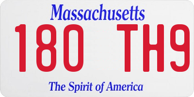 MA license plate 180TH9
