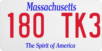 MA license plate 180TK3
