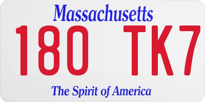 MA license plate 180TK7