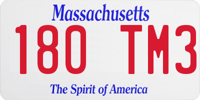 MA license plate 180TM3