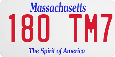 MA license plate 180TM7