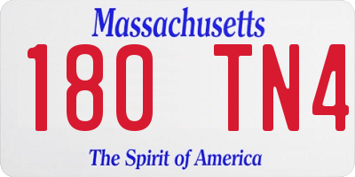MA license plate 180TN4