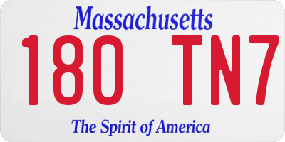 MA license plate 180TN7