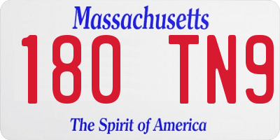 MA license plate 180TN9