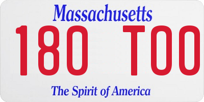 MA license plate 180TO0