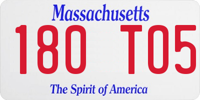 MA license plate 180TO5