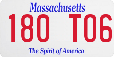 MA license plate 180TO6