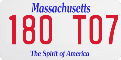 MA license plate 180TO7