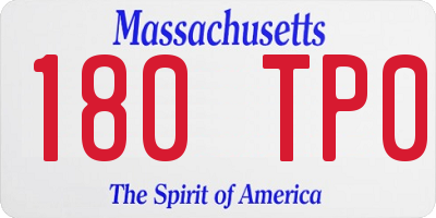 MA license plate 180TP0