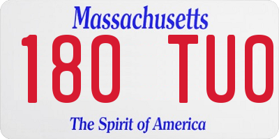 MA license plate 180TU0