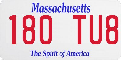 MA license plate 180TU8