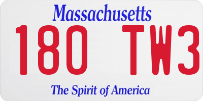 MA license plate 180TW3