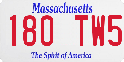 MA license plate 180TW5