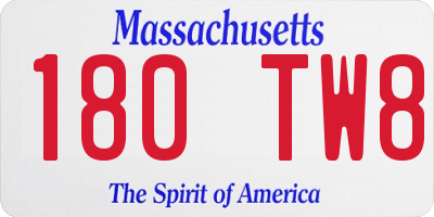 MA license plate 180TW8