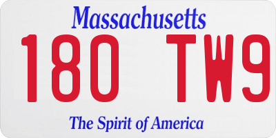 MA license plate 180TW9