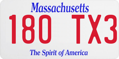 MA license plate 180TX3