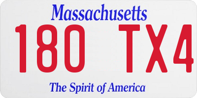 MA license plate 180TX4