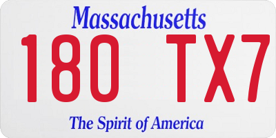 MA license plate 180TX7